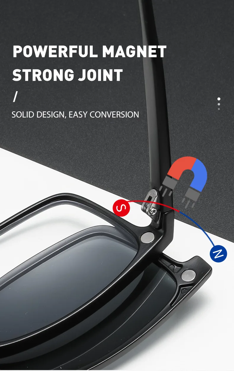 VCKA 5 Clips Magnet Sonnenbrille Objektiv Männer Myopie Fahren Gläser TR90 Rahmen Anpassen Rezept-0,5 ZU-6,0 Frauen brillen – Detail 4
