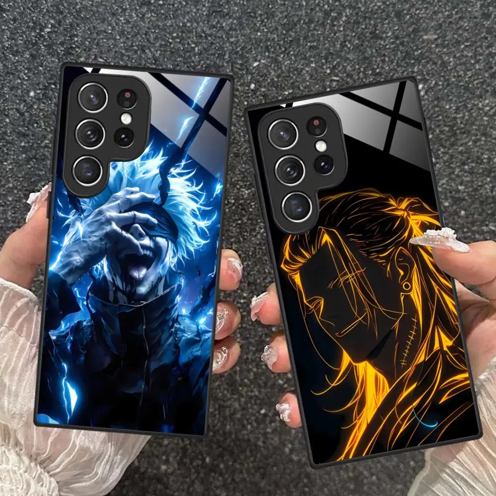 

Неоновый чехол для мобильного телефона Jujutsu Kaisen для Samsung Galaxy A56 55 54 53 52 51 36 35 34 23 16 15 5G Glass Cover Luxury Pretty
