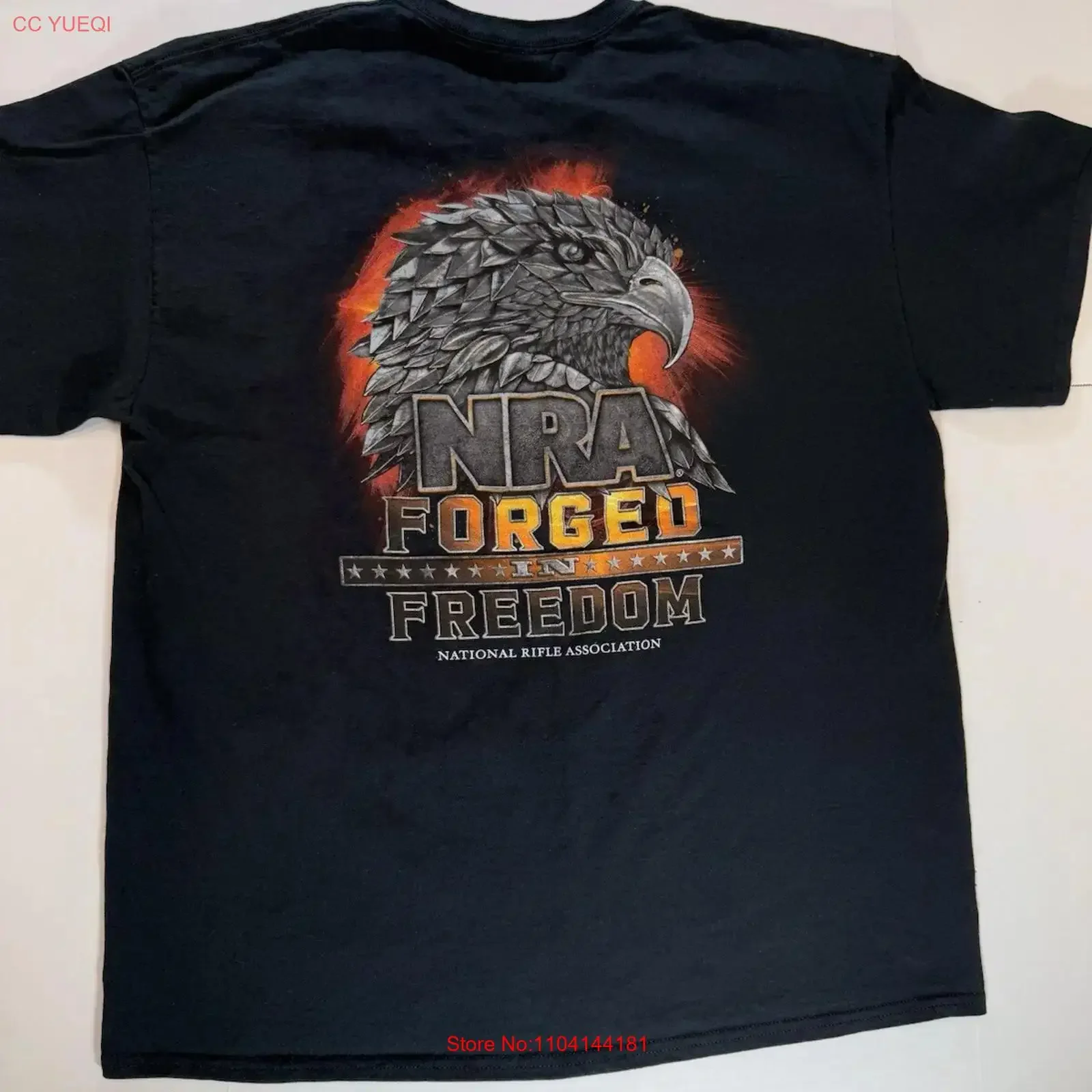 NRA Forged In Freedom National Rifle Association USA Patriotic Eagle T Shirt long or short sleeves vintage Washed Unisex