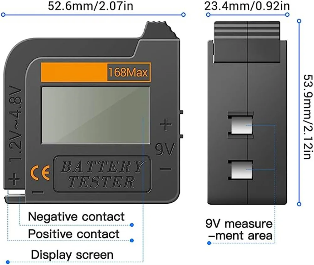 ANENG 168Max LCD Battery Voltage Tester Digital Battery Capacity Tester for Lithium Battery 18650 AA 9V Diagnostic Tool