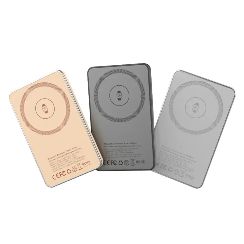Qi2 4th New solid-state battery magnetic suction Wireless power bank 5000mAh Fast charging Power bank for iPhone watch airpods