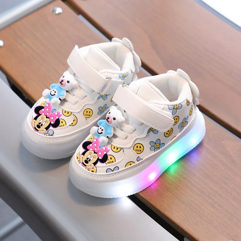 

Disney Children's Lighting Casual Shoes Mickey Mouse Board shoes Spring Autumn and spring Girls and Boys LED Sneakers