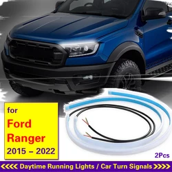 For Ford Ranger 2015-2022 Car LED DRL Daytime Running Lights 12V Flexible Waterproof Auto Turn Signal Brake Side Light 1pair
