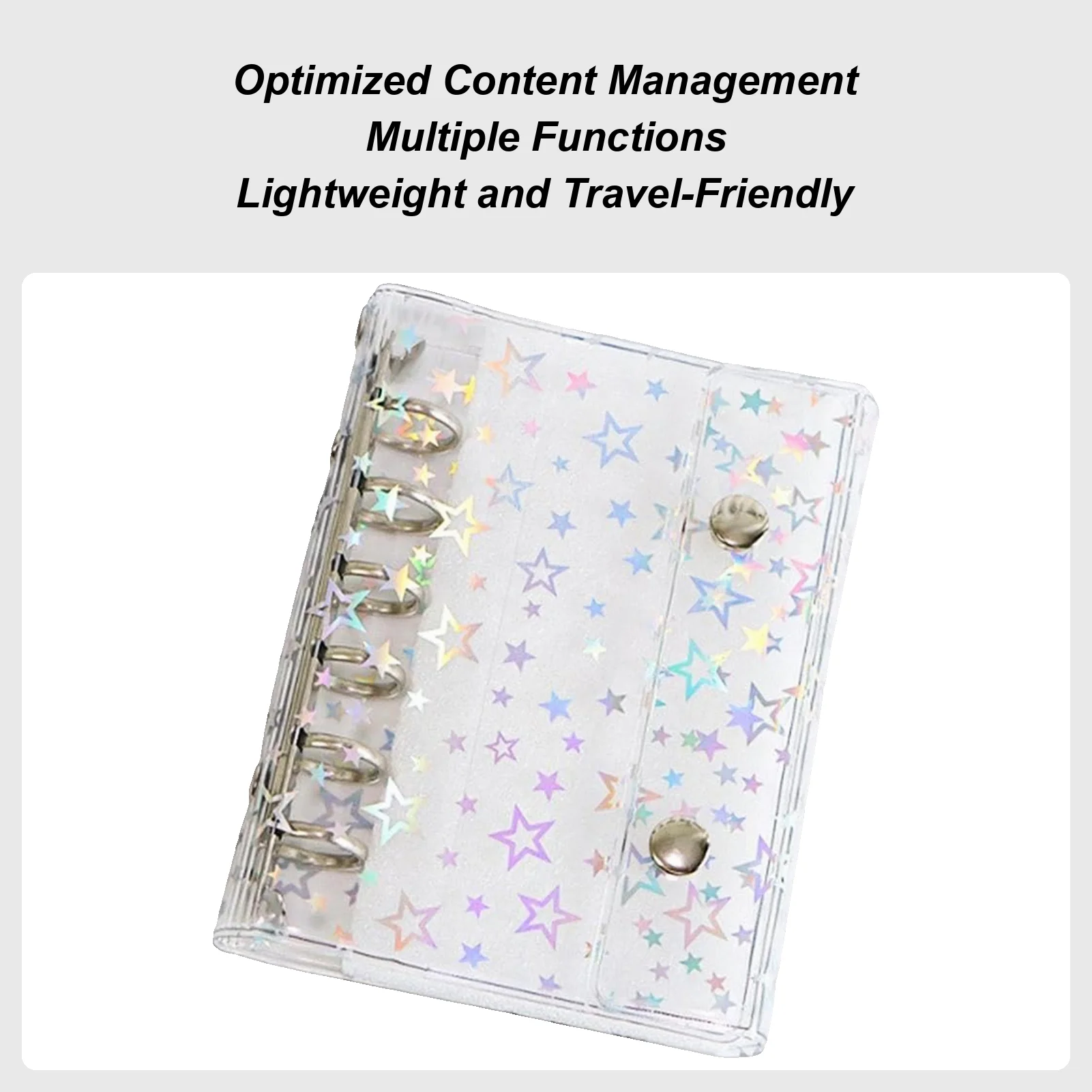 

Transparent Binder PVC Clear Sealing Sticker Organizer Binder Cover With Star Pattern Personal Organizers Sleeves For Youth