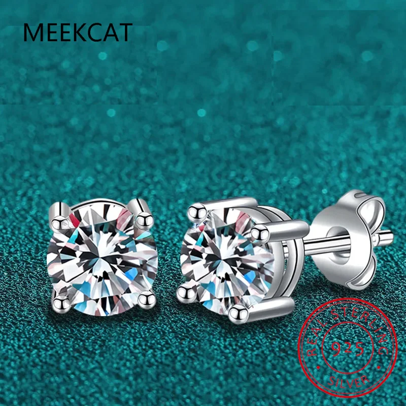 

Настоящие серьги с муассанитом цвета D 0,1-2 карата для женщин, 100% стерлинговое серебро 925 пробы с покрытием из белого золота, свадебные украшения