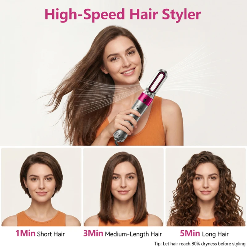 5-in-1 Electric Hair Dryer Curling Iron Woman Multifunctional Straightening Comb Electric Hot Wind Curling Comb 1000W 110-240V