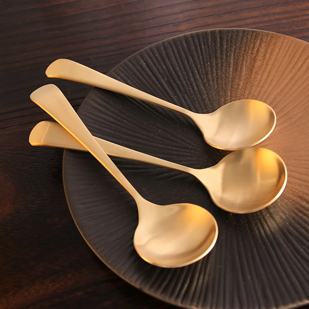 

2Pcs Stylish Copper Spoons Solid Brass Soup Spoon for Home Use Multi Purpose Kitchen Dining Tableware Set Spoons