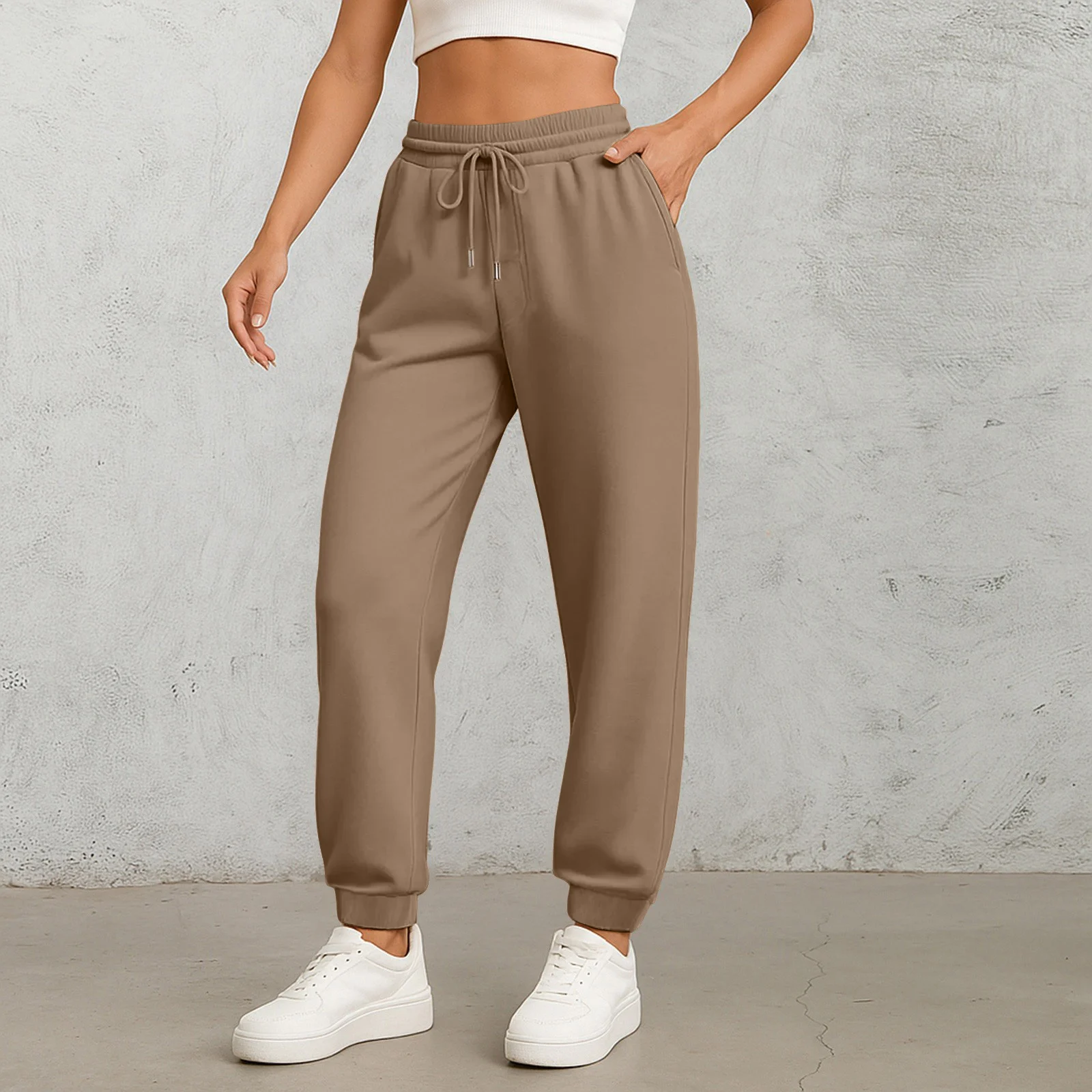 Damen-Sport-Fleece-Jogginghose mit „California Rising Star“-Aufdruck, warme, gebürstete, lange Hose im Hip-Hop-Stil, Streetwear für Damen – Detail 6