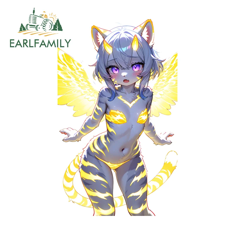 EARLFAMILY Furry Car Stickers Kawaii Surfboard Trolley Vehicle JDM Decals Car Bumper Window Stickers Personality Creative