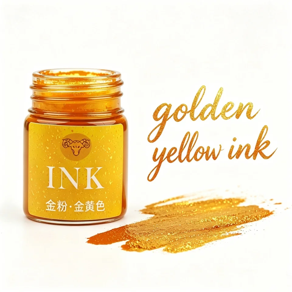 Goldene Pulverfarbene Füllfederhaltertinte 15ml Sternenhimmel-Glitzerpulver zum Färben, Malen, Kalligraphie-Übungen, Farbige Tinte – Detail 27
