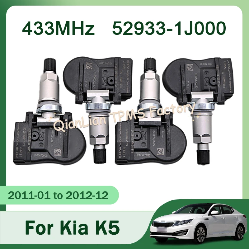 

52933-1J000 Датчик автомобильных шин для Kia K5 Optima Sorento Soul 4 шт. 433 МГц TPMS Система контроля давления в шинах 529331 J000