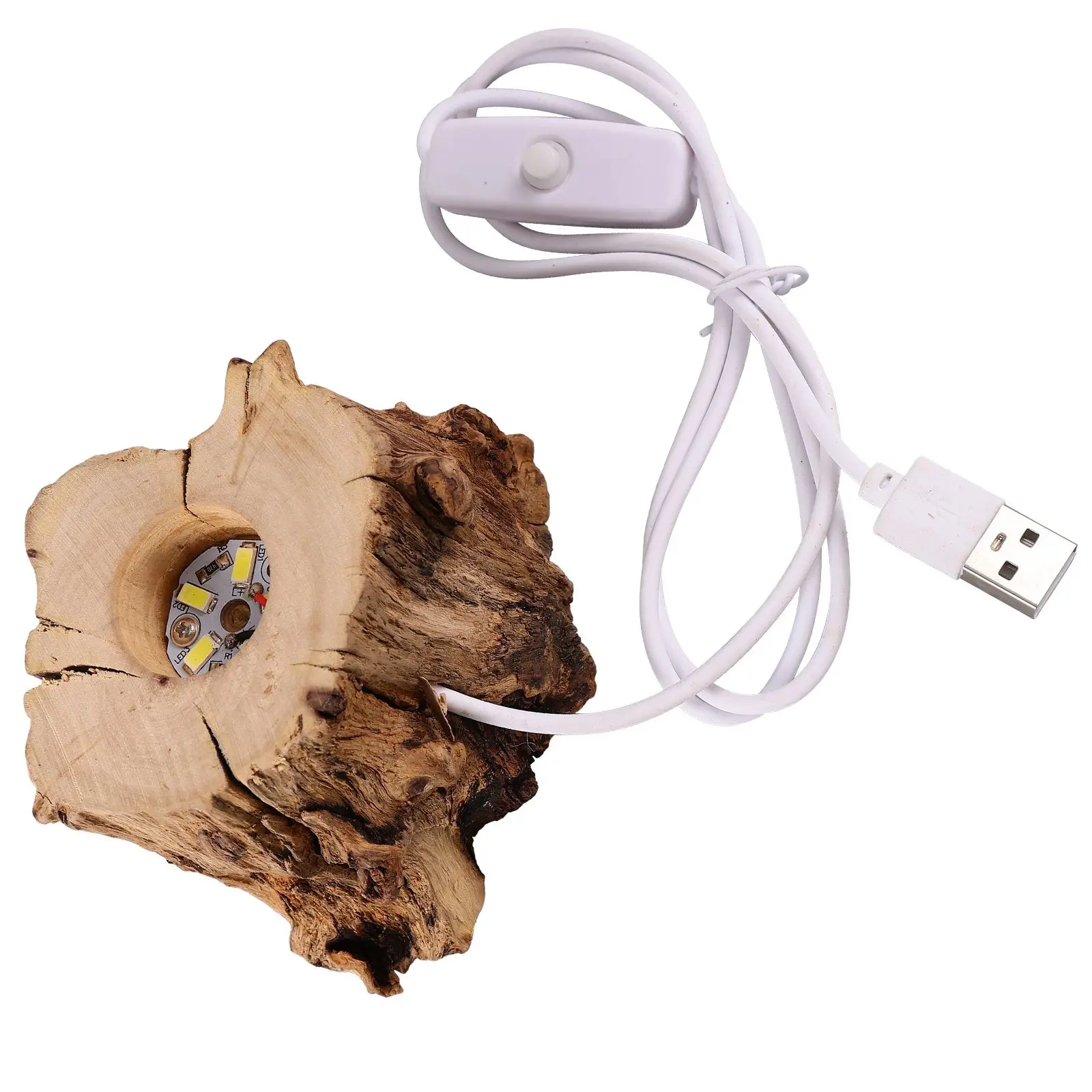 

Crystal Ball Wooden Base Tree Stump LED Light Night USB Holder Stand for Sphere Plug Lighted Globe Office Chunk Lamp