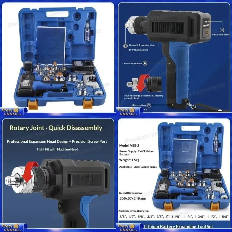 For Copper Pipe Expander Automatic HVAC Tube Flaring Tool Lithium Battery Air Conditioning Refrigeration Auto Parts
