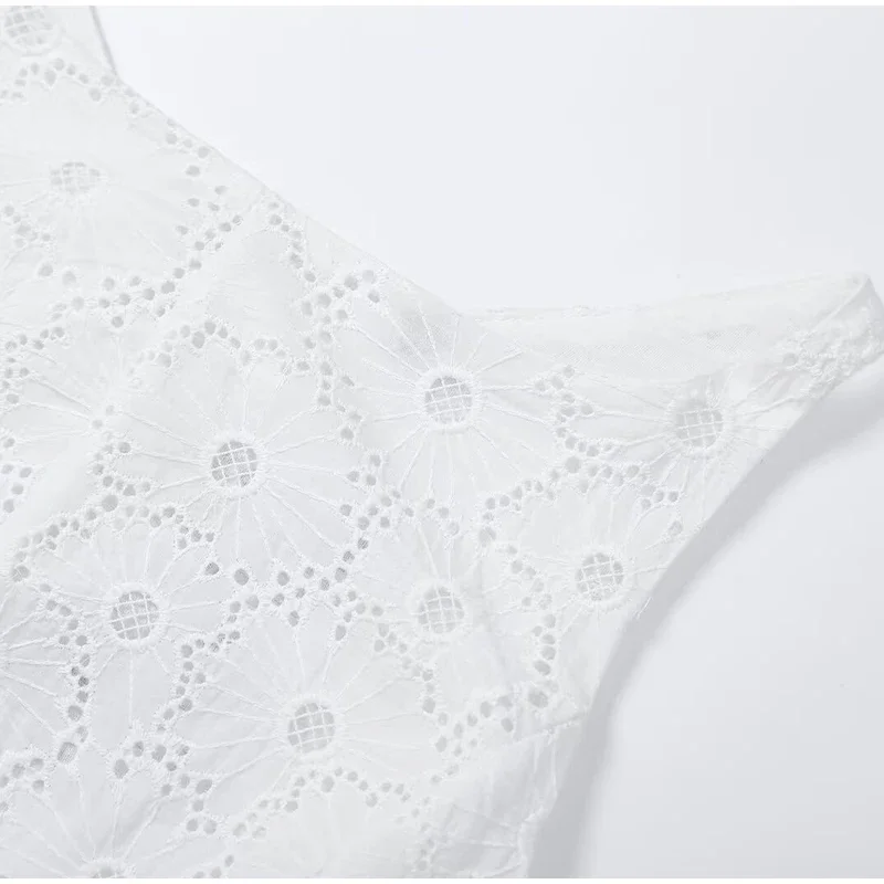 Spitzenkleid mit Rückenausschnitt und Taillenbund, langes, sexy Damenkleid mit O-Ausschnitt, ärmellos, Schnürung, figurbetont, charmantes Alltagskleid, Vestido – Detail 2