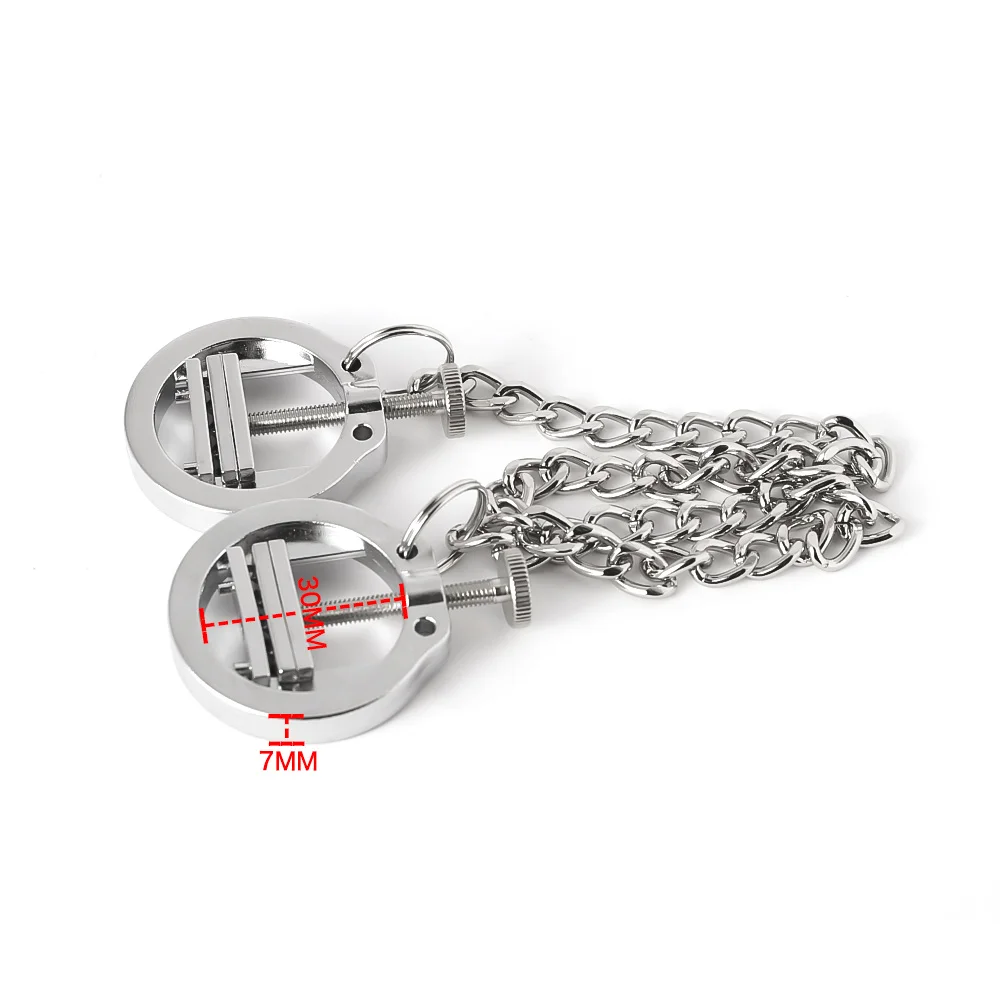 New Adjustable Women Alloy With Chain Nipple Clips BDSM Play Erotic Breast Clamps Bondage Restraints Adult Games Fetish Sex Toys