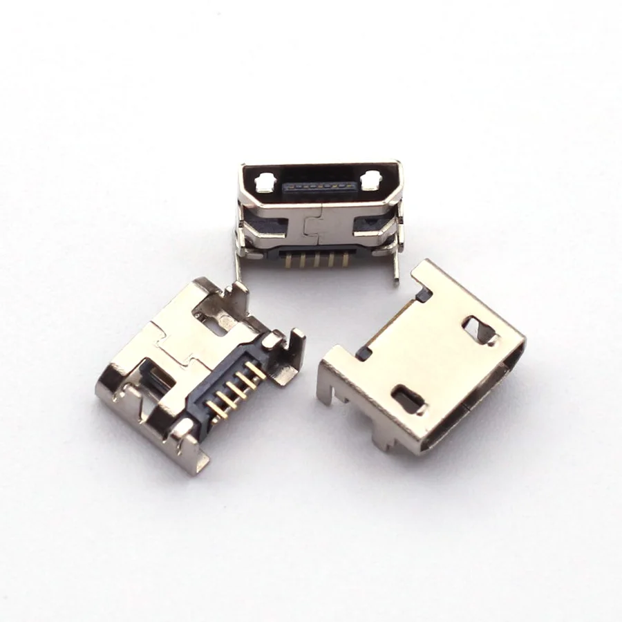 50pcs Micro USB Connector 5pin Seat Jack Micro Usb DIP4 Legs Four Legs Inserting Plate Seat Mini Usb Connector For Mobile Phone