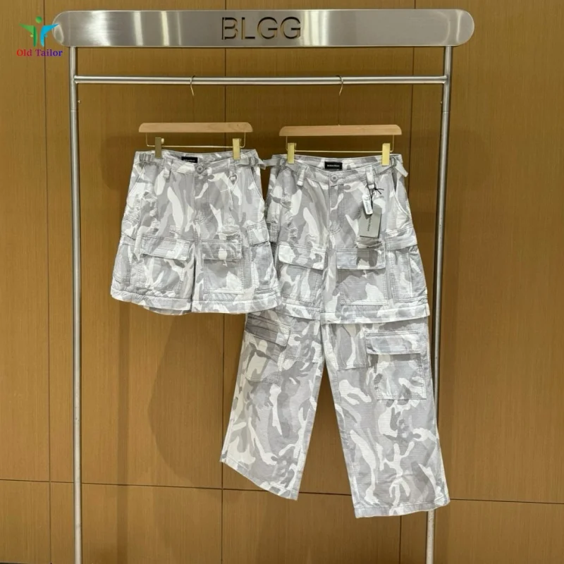 

Мужские и женские сверхпрочные камуфляжные потертые свободные широкие брюки в парижском стиле со съемными карманами и множеством карманов