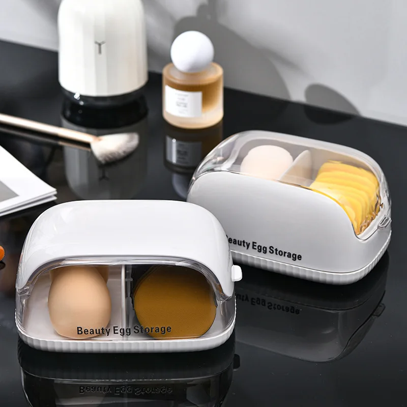 Make-upspons opbergdoos met deksel Stofdichte draagbare organizer voor Beauty Blender Cosmetics