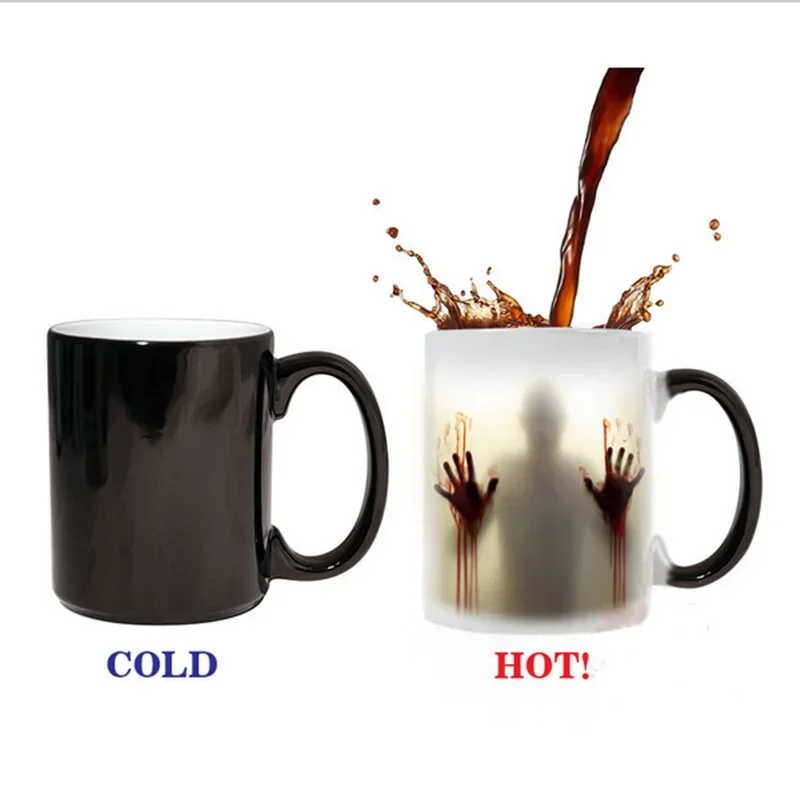 Ceramic Mug Handle American Cartoon Black Discoloration When Exposed To Heat Zombie Cup Coffee Mug Tea Water Ware Drinkware