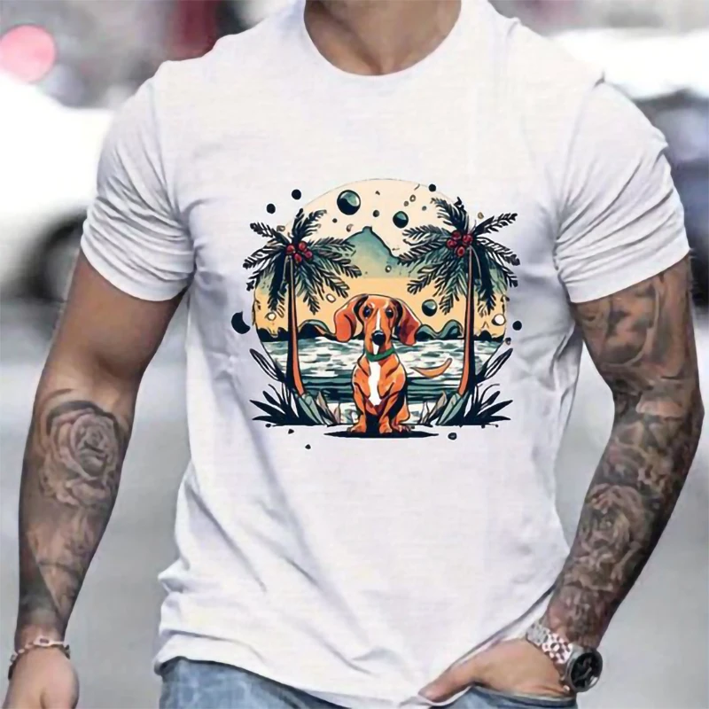 Funny Palm Tree Print T-shirts for Boy Tshirts Graphic Clothing Spring Holiday Short Sleeve Loose Oversized Tops Men Tees