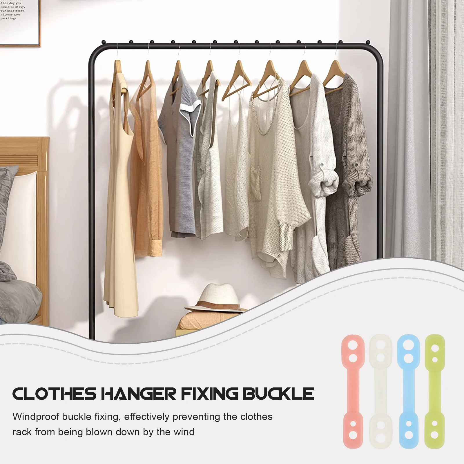 

100pcs Windproof Fixing Buckle Anti Slip Buckles For Clothes Hanger Home Use Reusable Fixing Clips Household Windproof Buckles