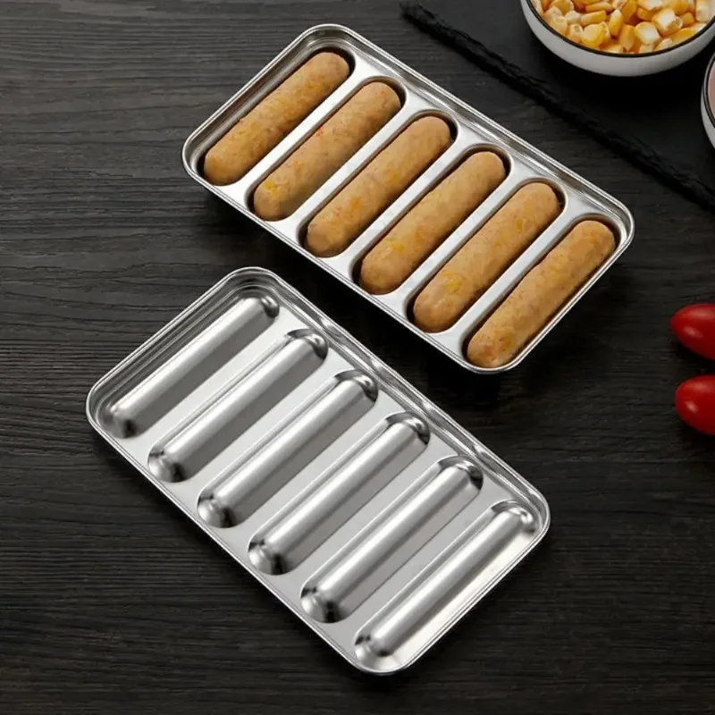 Microwave Oven 6-Cavity DIY Ham Mould Stainless Steel Sausage Mold Food Supplement Hotdog Maker Meat Tool