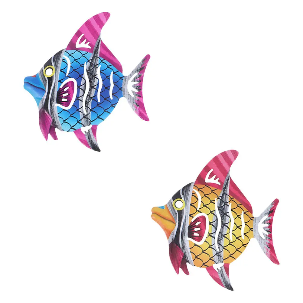 

2Pcs Iron Fish Wall Hanging Decoration Creative Home Wall Art Pendant Fish Shape Home Decor Indoor Garden Ornament