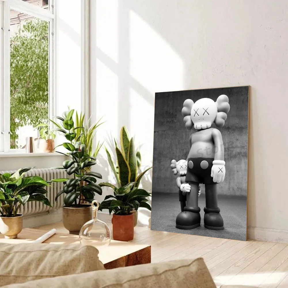 1pc Cartoon A-k-kaws Poster Self-adhesive Art Waterproof Paper Sticker Coffee House Bar Room Wall Decor