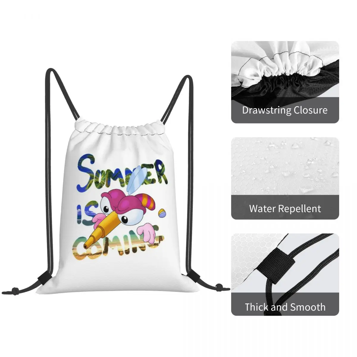 Men Summer Is Coming Backpacks Casual Drawstring Bags Shoes Bag Book Bags for Travel Students