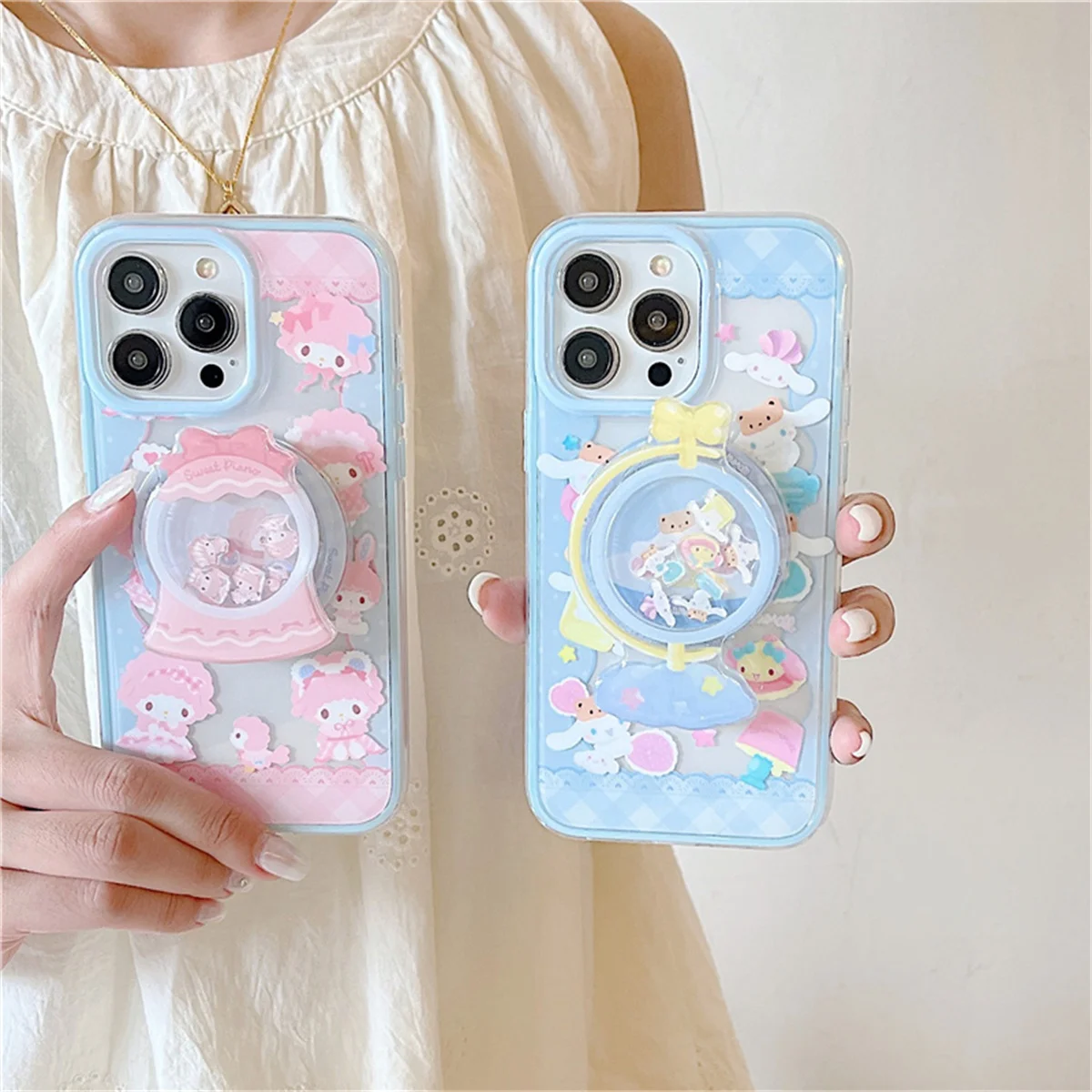 

Korean Cute Melody Magnetic Phone Case For iPhone 16 Pro 15 14 Pro Max 15Pro Cover with Shaking Stand Holder Cases Funda