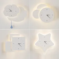 LED Clock Wall Lamp Bedroom Bedside Modern Creative Cloud Shape Living Room Background Wall Sconces Home Decor Lighting Fixture