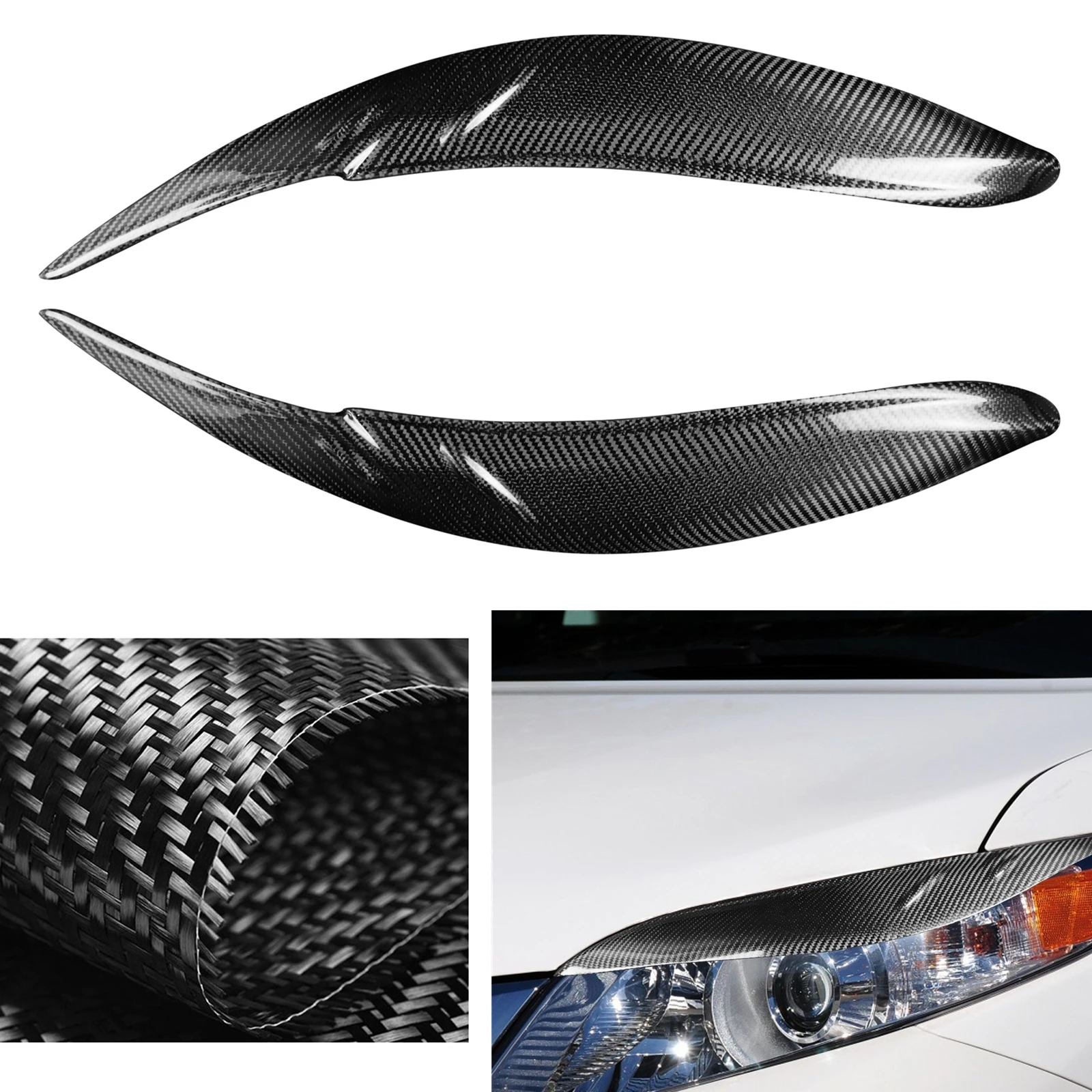 2PCS Carbon Fiber Front Head Light Trim Sticker Eyebrow Eyelid Headlight Cover Lid For Toyota Sienna LE SE 2011-2020