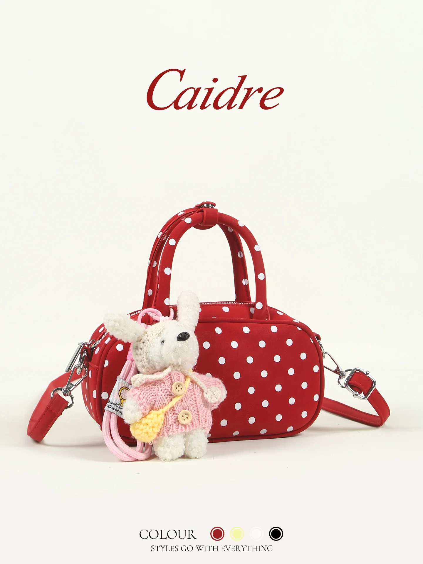 

Caidre Boston Bag Polka Dot Handbag Birthday Gift for Women Shoulder Crossbody Small Precise Handbag Korean Style Pure Color