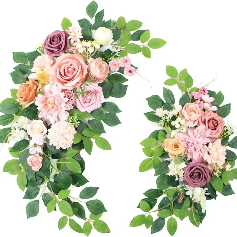 

Simulated Arch Flower Welcome Flower Wedding Scenery Fake Flower Outdoor Decoration Two Piece Set