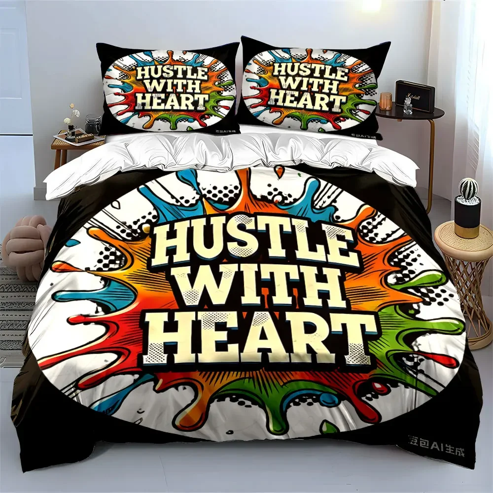 Colorful Motivational Decor Set Multiple sizes kid's and adults' bedroom Exquisite 3PC bedding set, gift
