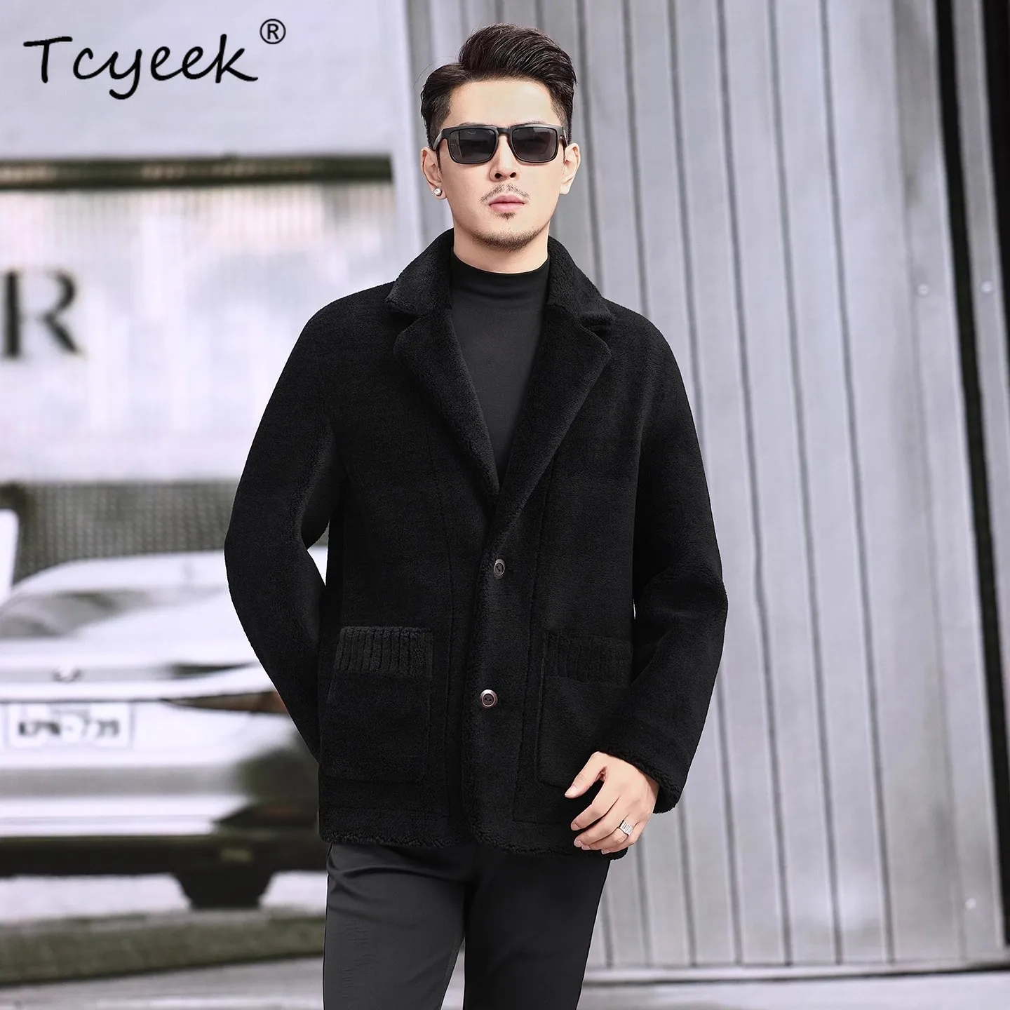 Tcyeek 100% Wool Fur Jackets for Man Double Sided Mens Short Lapel Real Fur Coat Winter Thick Warm Wool Jacket 2026 New Chaqueta