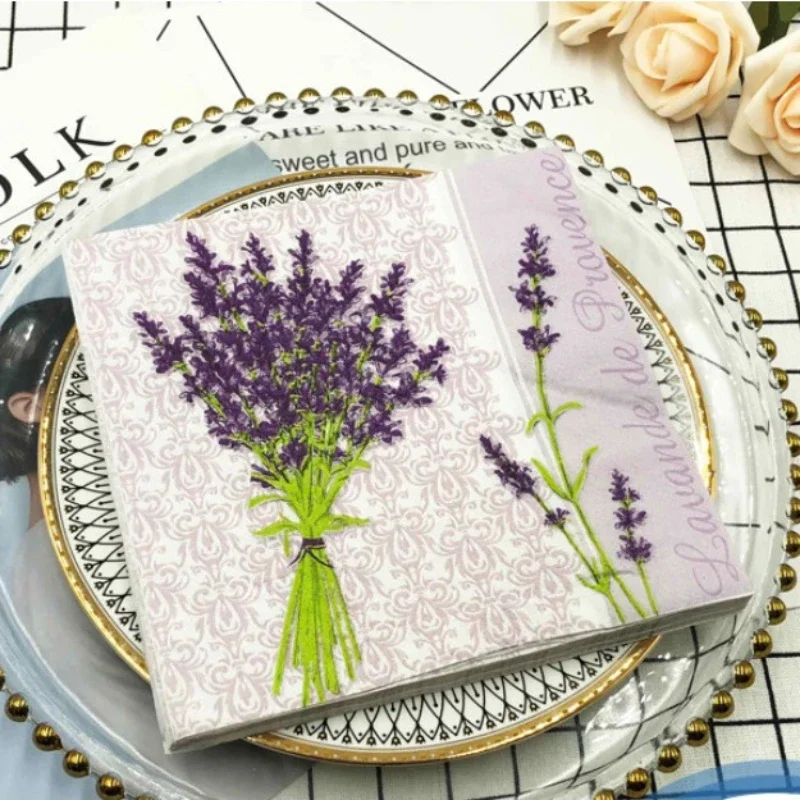 

Printed Colorful Napkins Purple Lavender Hotel Cafe Wedding Party Lipstick Napkins Customizable and Wholesale Food Grade 20pcs/p