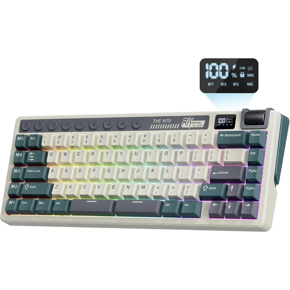 Wireless Mechanical Keyboard with Macro Keys, Multi-Connection, RGB, Hot-Swappable Switches, 6000mAh Battery