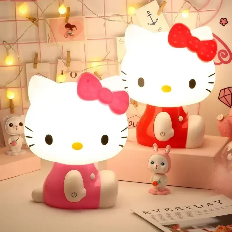 

3d-лампа Hello Kitty для детской комнаты, компактная ночник с сенсорным управлением, с подключаемой штепсельной вилкой, для детской комнаты, для сна мечты, для защиты глаз, прикроватный Декор для комнаты