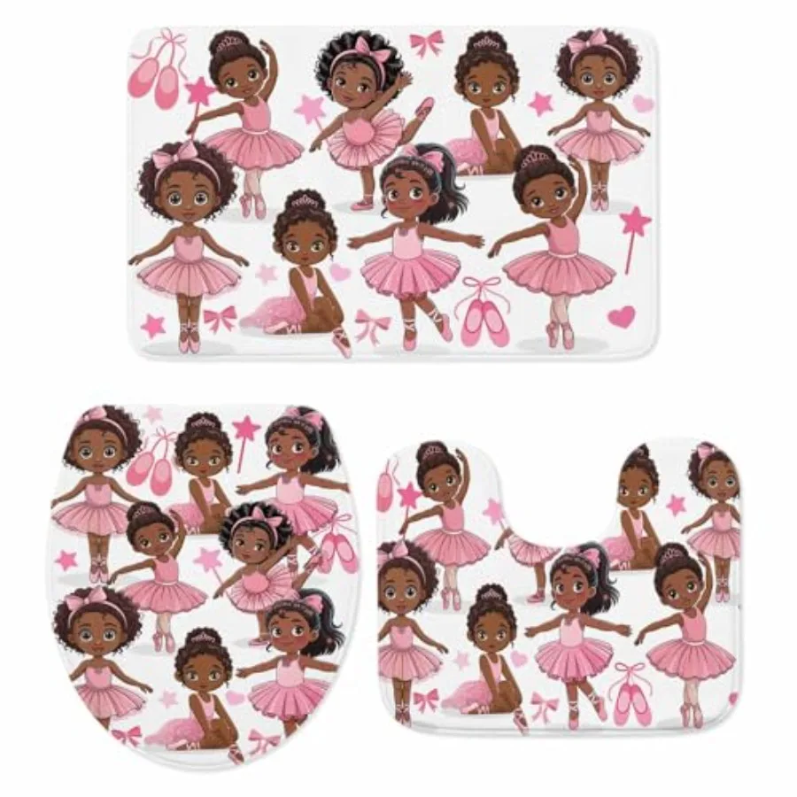 

Girl Baroom RuSet 3 Piece Toilet Cover Funny ina Dancer Gnac Pattern Print Contour RuPedal Mat and Toilet Lid Cover Non-slip B