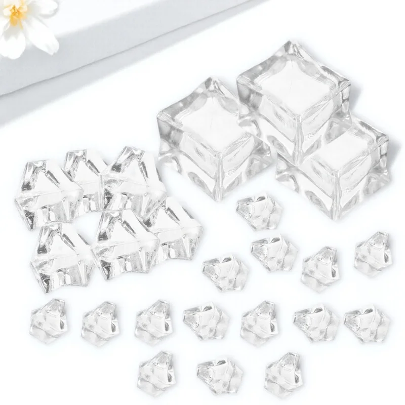 

48pcs Acrylic Home Bar Shop Decoration Faux Cubes For Decoration Ice Crystal Rocks Reusable Fake Ice Cube Photography Props
