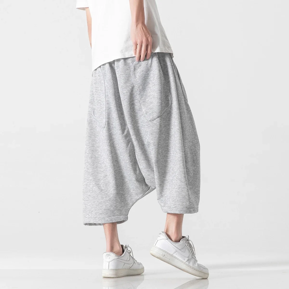 New Men Sweatpants Streetwear Summer Vintage Loose Casual Pants Wide Leg Pants Men Elastic Waist Baggy Harajuku Hip Hop Trousers