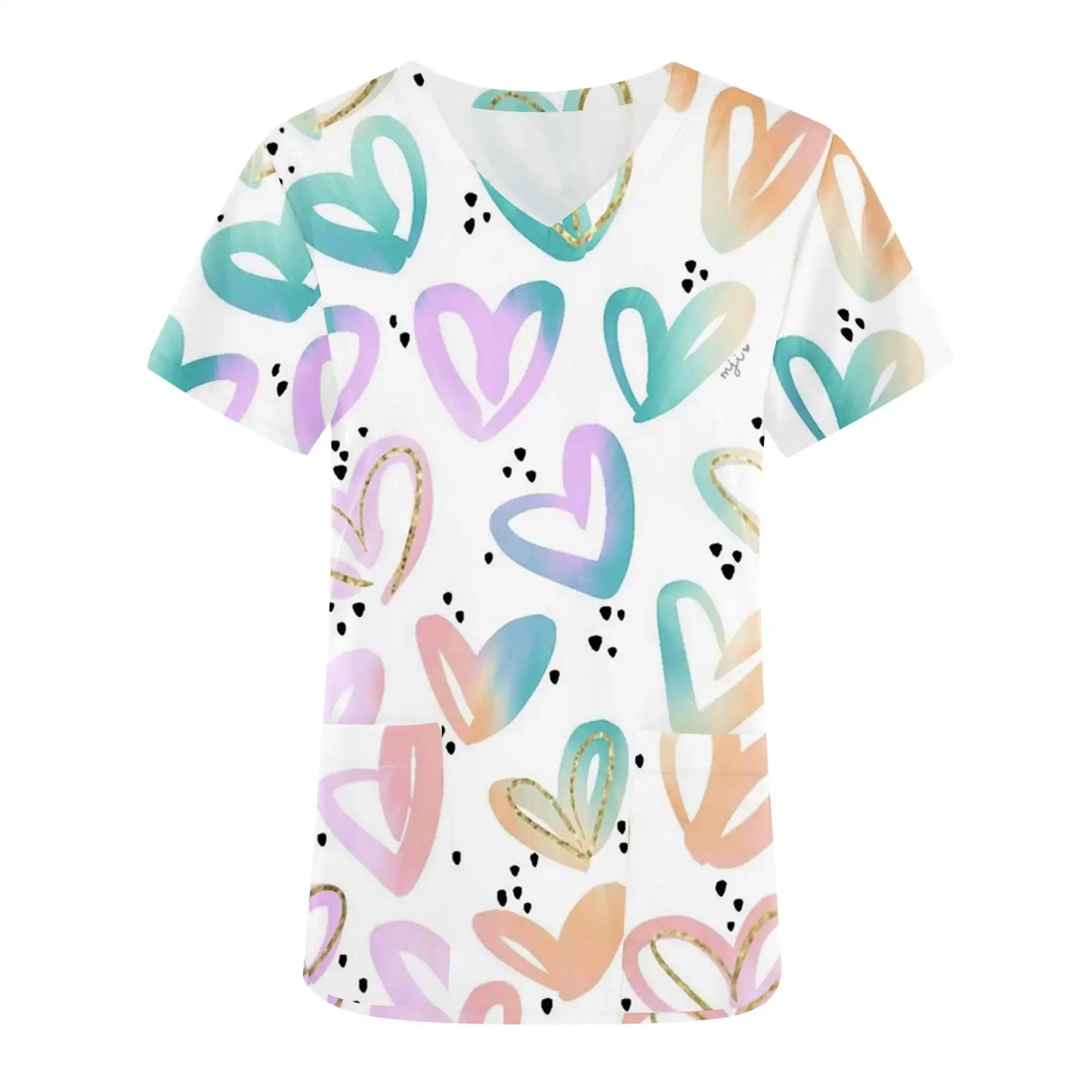 Uniforme médical à manches courtes et col en V pour femmes, gIslande pour animaux de compagnie, imprimé à la mode, décontracté, poche plaquée, générateurs, uniforme d'allaitement