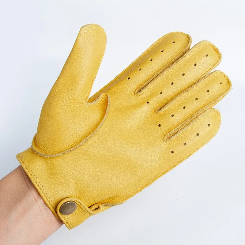 Retro Limelight Leather Motorcycle Motorcycle Gloves Outdoor Riding Full-finger and Half-finger Sports Non-slip Wear-resistant