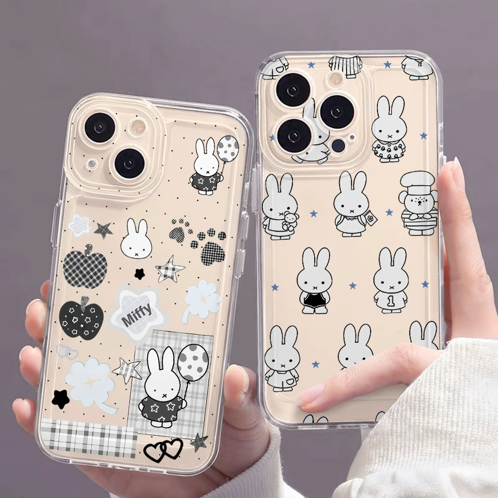 White Rabbit M-Miffies Phone Case for Samsung Galaxy S26 S25 S24 S23 S22 S21 Plus Ultra S20 FE 5G Soft TPU Transparent Cover
