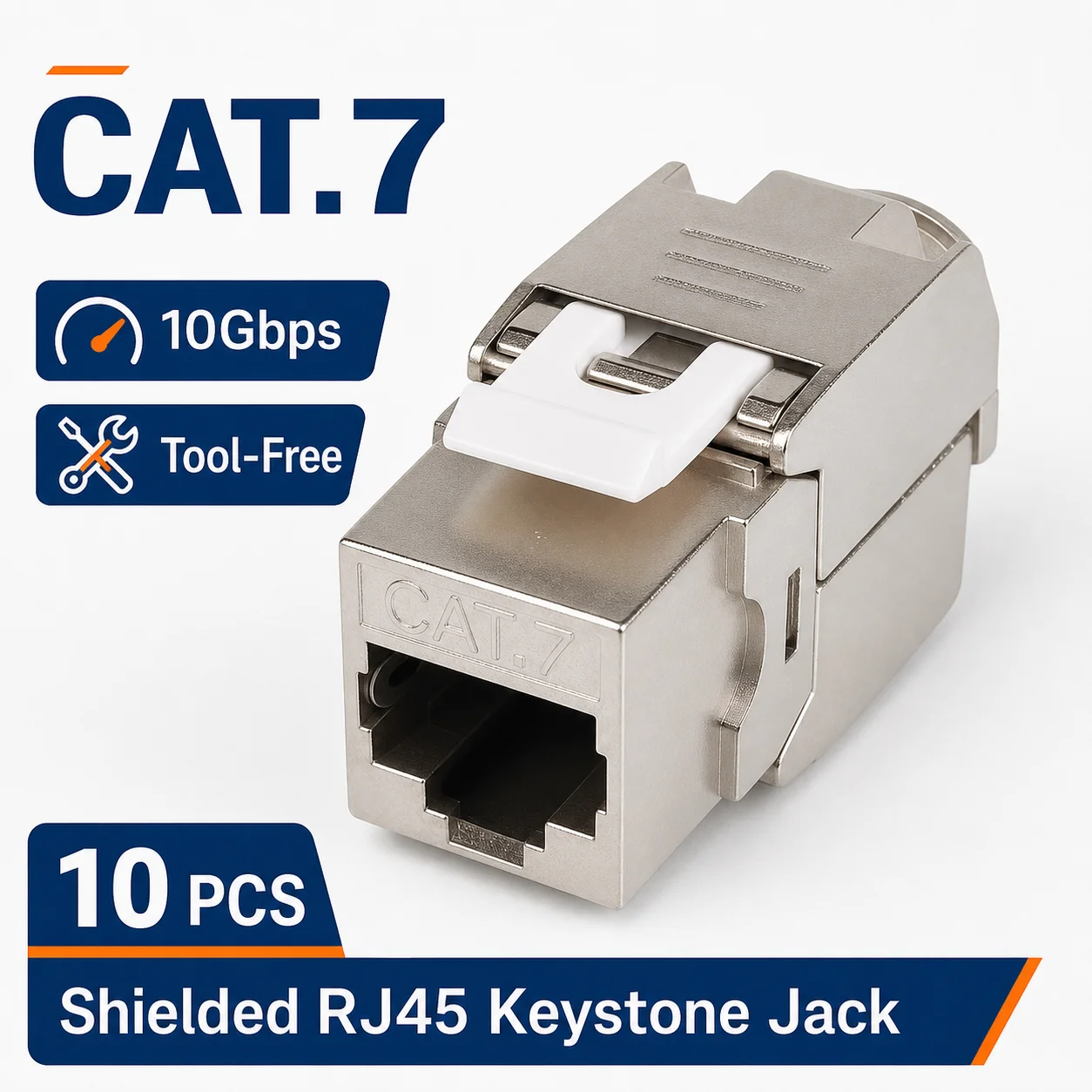 10PCS CAT7 Shielded RJ45 Keystone Jack Toolless No Punch Down 10Gbps Ethernet Network Module for Wall Plate Patch Panel`