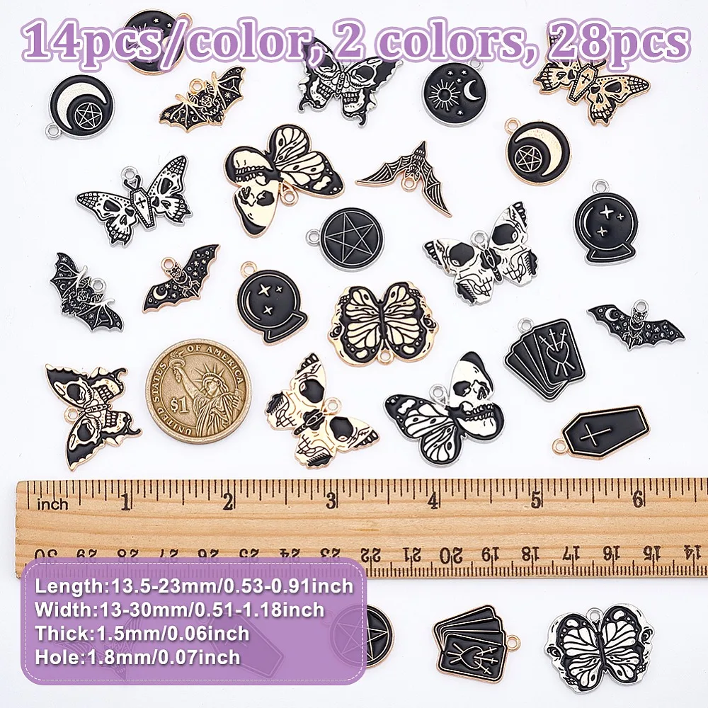 28-pecas-de-pingentes-de-liga-esmaltada-em-2-cores-formas-mistas-platina-dourada-135~23x13~30x15mm-furo-18mm-14-pecas-cor