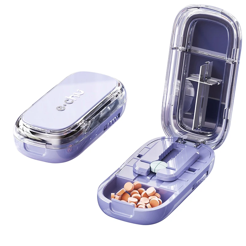 Newest Pill Cutter Splitter Portable Precise Adjustable with Hidden Sharp Blade for Multiple Pills Medicine Drug Tablet Divider