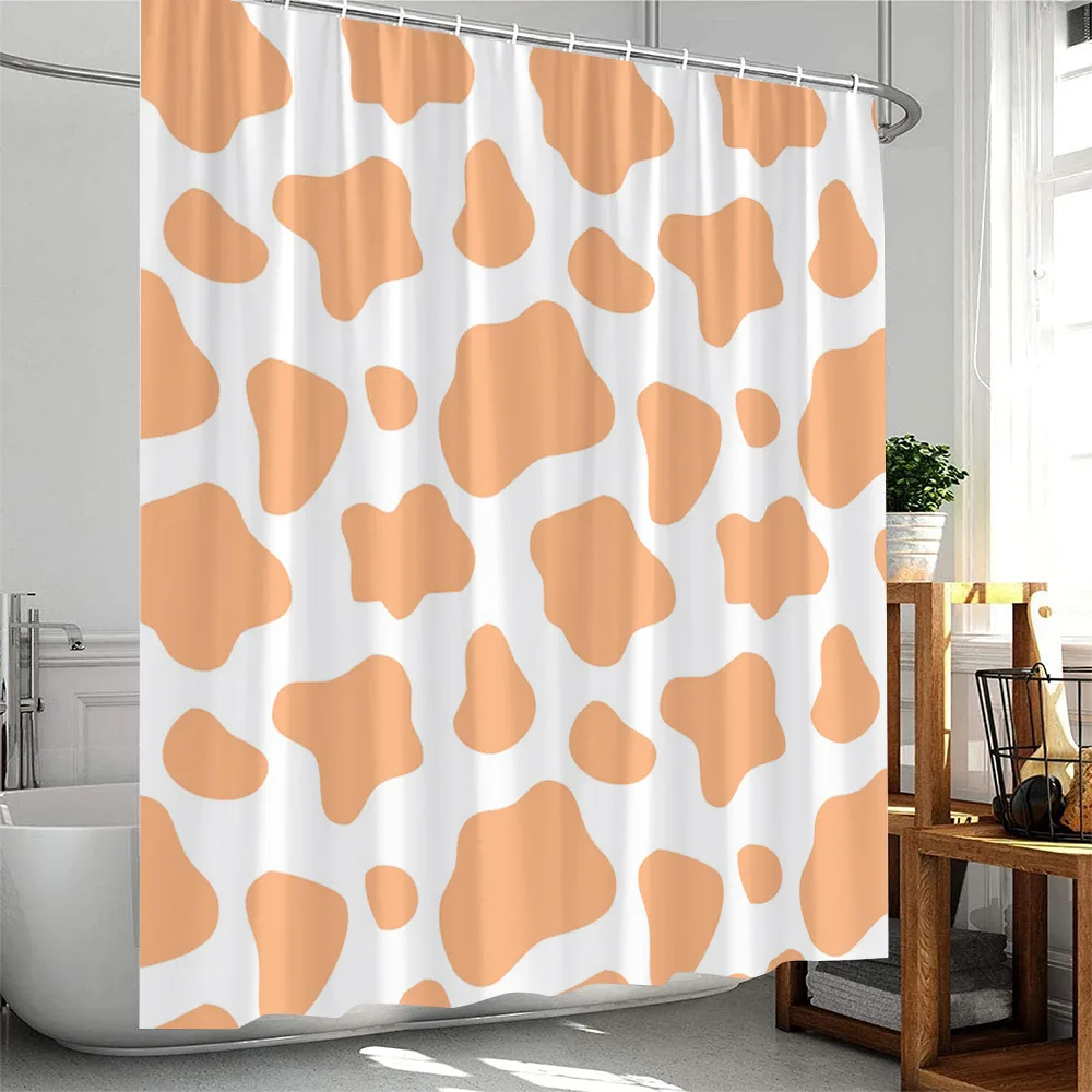 Cow Pattern Colorful Shower Curtain Black Yellow Red Pink Bathroom Decor Modern Minimalist Polyester Fabric Bathtub Curtain