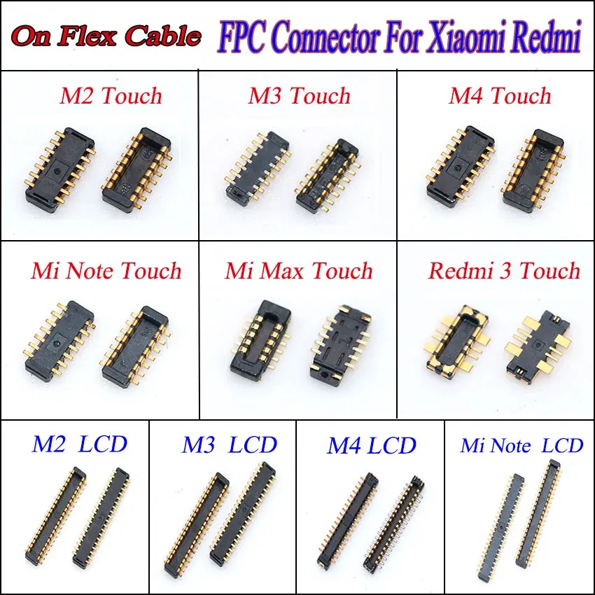 2PCS Touch Screen LCD Digitizer Touch FPC Connector Plug Board Pin For Xiaomi Redmi M2 M3 M4 Note Max Redmi 3 On Flex Cable